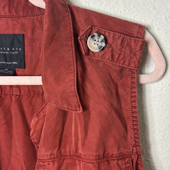 Sanctuary Lyocell Vest Open Front Tie Waist Rust Red Cargo Vest Sz Medium - Picture 8 of 15